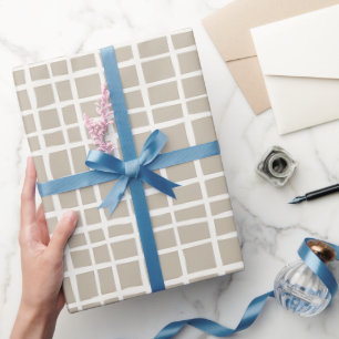 Weiches Beige Gitter Elfenbein Geometrisches Muste Geschenkpapier
