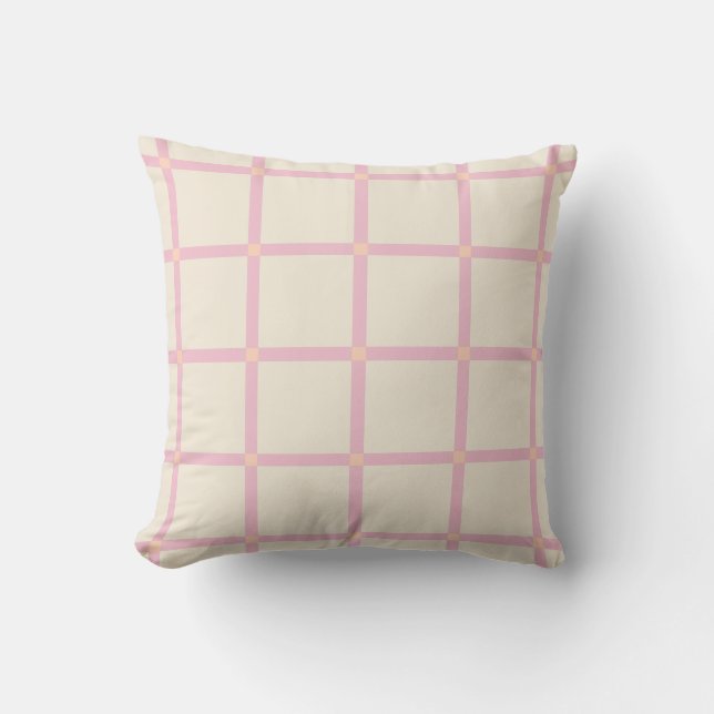 Weiches Beige- und Rosa-Rastermuster Kissen (Vorderseite)