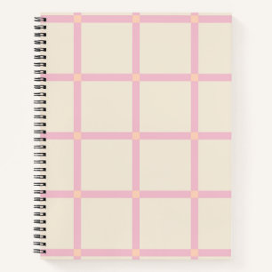 Weiches Beige- und Rosa-Rastermuster Notizbuch