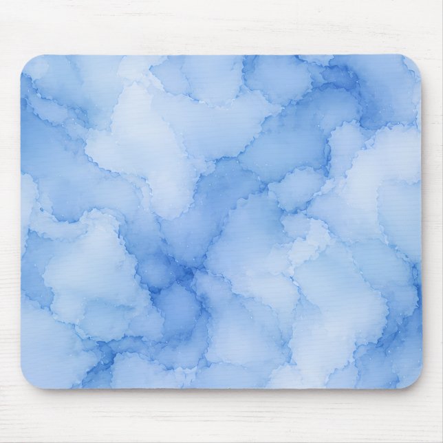 Weiches Blau Aquarell-Abstrakt  Mousepad (Vorne)