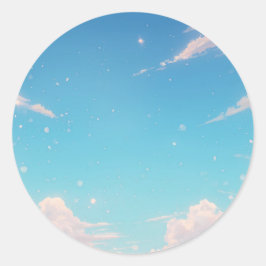 Weiches Blau Himmel Rund Aufkleber