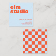 Weiches Blau Orange Schachbrett Fett Quadrat Bunt