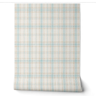 Weiches Blau- und Beige-Karo-Wallpaper Tapete