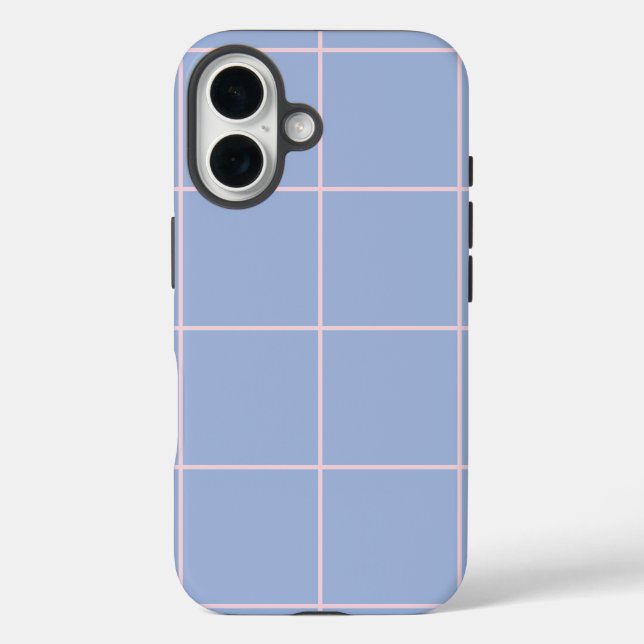 Weiches Blau- und Rosa-Rastermuster iPhone 16 Hülle (Rückseite)