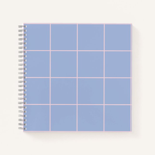 Weiches Blau- und Rosa-Rastermuster Notizbuch (Vorderseite)