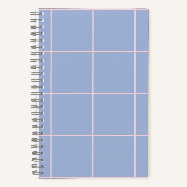 Weiches Blau- und Rosa-Rastermuster Notizbuch (Vorderseite)