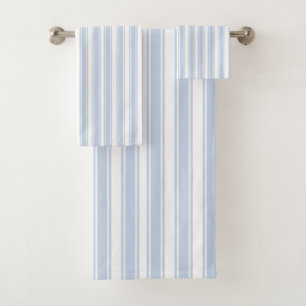 Weiches Blau-Weiß-Ticking-Streifenmuster Badhandtuch Set