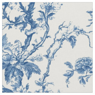 Weiches blaues Blumen-Zweig-Toile Stoff