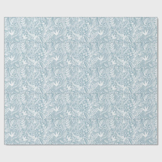 Weiches blaues botanisches Geschenkpapier | Elegan