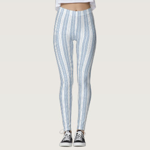Weiches Blaues Fischgrät-Farn-Gestreiftes Muster Leggings