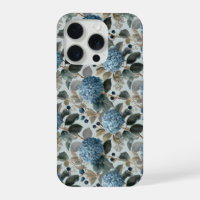 Weiches Blaues Hortensien-Graues Blumenmuster