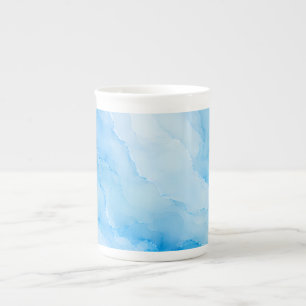 Weiches Blaues Wasserfarb-Marmor Prozellantasse