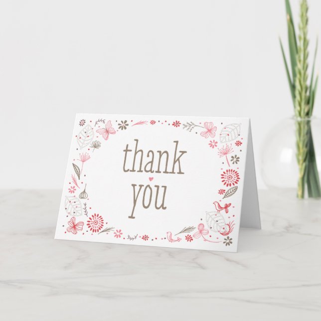Weiches blühendes Pink Nature Bouquet Vielen Dank Dankeskarte (Vorderseite)