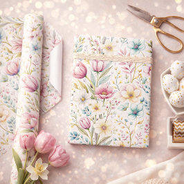 Weiches botanisches Osterblumendesign Geschenkpapier