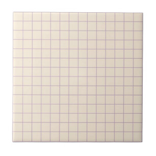 Weiches Creme- und Lila-Karo-Retro-Minimalist Fliese