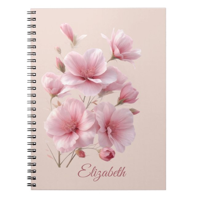 Weiches Elegantes Rosa Florales Personalisiert Notizblock (Vorderseite)