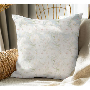 Weiches elegantes weißes Blumenmuster  Kissen
