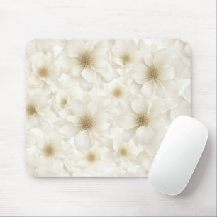 Weiches Elfenbein Blumen Abstrakt Mousepad
