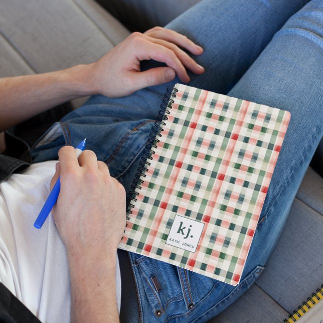 Weiches Evergreen-Gingham-Monogramm Notizblock (Von Creator hochgeladen)