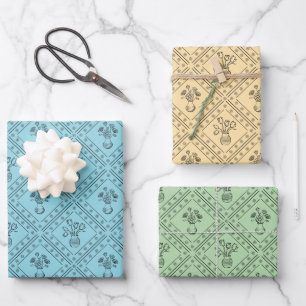 Weiches farbenfrohes Frühlings-Blumen-Coquette-Mus Geschenkpapier Set