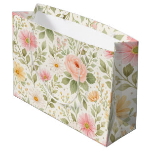 Weiches Florales Aquarellmuster Große Geschenktüte