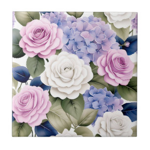 Weiches florales Elegant mit Hydrangeas und Rose Fliese