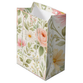 Weiches Florales Wasserfarbenmuster   Mittlere Geschenktüte