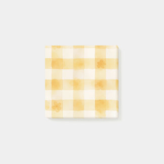Weiches Gelbes Aquarell-Karo-Blumenmuster Post-it Klebezettel