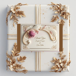 Weiches Gold Barocke Pracht mit Tulpen-Blumen-Schw Rechteckiger Aufkleber