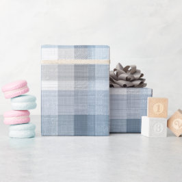 Weiches Grau Blau Ruhiges Nebel-Karo-Muster Geschenkpapier