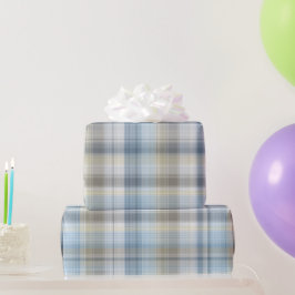 Weiches Grau Blau Ruhiges Nebel-Karomuster Geschenkpapier