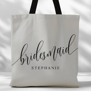 Weiches Grau Brautjungfer Moderne Schrift Tasche