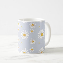 Weiches Grau Gänseblümchen Blumenmuster Kaffeetasse