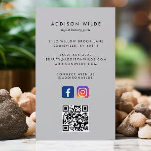 Weiches Grau Social Media Instagram Facebook QR Co Visitenkarte