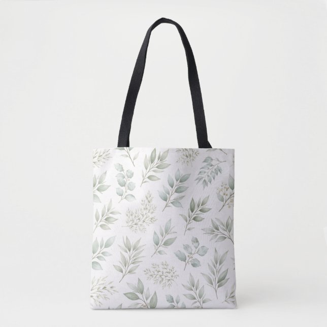 Weiches grünes botanisches Blätter Muster  Tasche (Vorderseite)