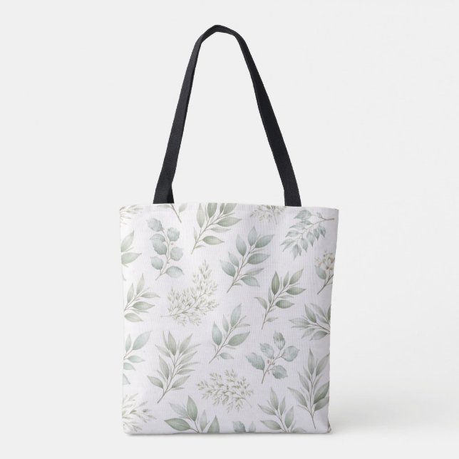 Weiches grünes botanisches Blätter Muster  Tasche (Rückseite)