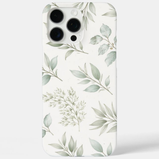 Weiches grünes botanisches Blättermuster  iPhone 16 Pro Max Hülle (Rückseite)