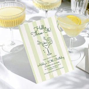 Weiches grünes handgezeichnetes Cocktailglas 30. G Einladung
