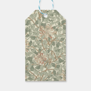Weiches grünes Vintage-William-Morris-Geißblatt Geschenkanhänger