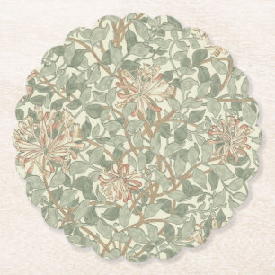 Weiches grünes Vintage William Morris Geißblatt Untersetzer