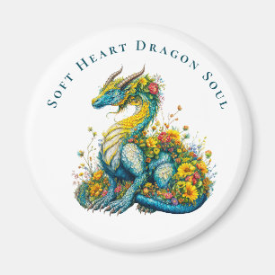 Weiches Herz Drachenseele Whimsical Florale Drache Magnet