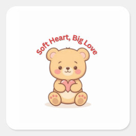 Weiches Herz Große Liebe Süßer Teddybär Tassen Quadratischer Aufkleber
