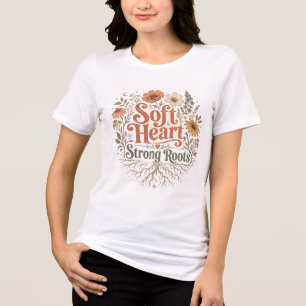 Weiches Herz Starke Wurzeln Boho Blumen T-Shirt Tri-Blend Shirt