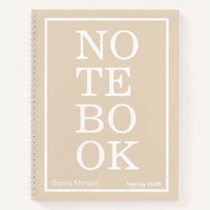 Weiches Khaki/Beige modernes großes "NOTIZBUCH" Notizbuch