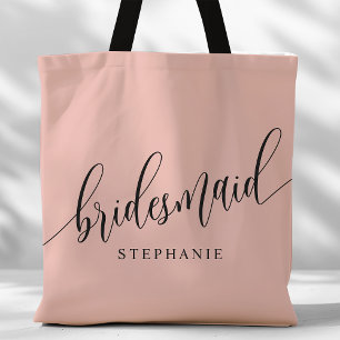 Weiches Korallenrosa Brautjungfer Modern Script Tasche