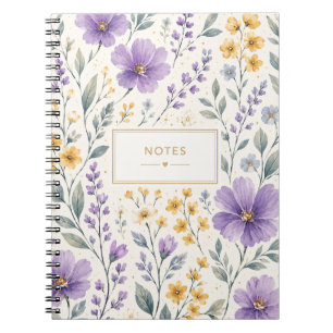 Weiches Lavendel-Wildblumen-Blumen-Notizbuch Notizblock
