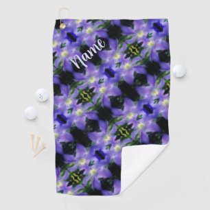 Weiches Lila Clematis Blume Muster Personalisiert Golfhandtuch