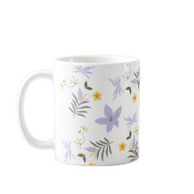 Weiches Lila- und Gelb-Blumen-Motiv-Tasse