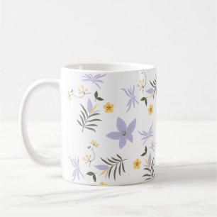 Weiches Lila- und Gelb-Blumen-Motiv-Tasse Kaffeetasse