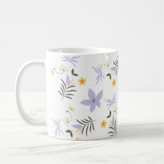 Weiches Lila- und Gelb-Blumen-Motiv-Tasse Kaffeetasse